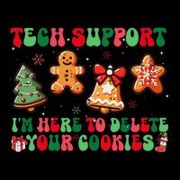 Funny Christmas Techsupport Here To Delete Cookies Xmas Flat Bill Trucker Hat