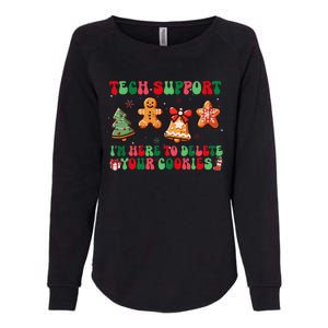 Funny Christmas Techsupport Here To Delete Cookies Xmas Womens California Wash Sweatshirt