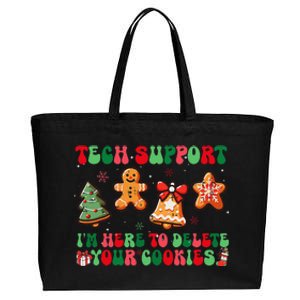 Funny Christmas Techsupport Here To Delete Cookies Xmas Cotton Canvas Jumbo Tote