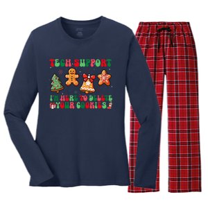 Funny Christmas Techsupport Here To Delete Cookies Xmas Women's Long Sleeve Flannel Pajama Set 