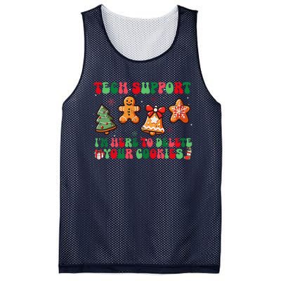 Funny Christmas Techsupport Here To Delete Cookies Xmas Mesh Reversible Basketball Jersey Tank