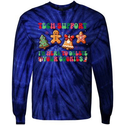 Funny Christmas Techsupport Here To Delete Cookies Xmas Tie-Dye Long Sleeve Shirt