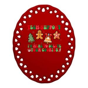 Funny Christmas Techsupport Here To Delete Cookies Xmas Ceramic Oval Ornament