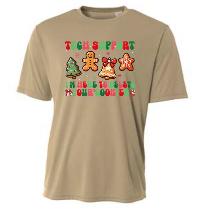 Funny Christmas Techsupport Here To Delete Cookies Xmas Cooling Performance Crew T-Shirt