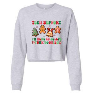 Funny Christmas Techsupport Here To Delete Cookies Xmas Cropped Pullover Crew