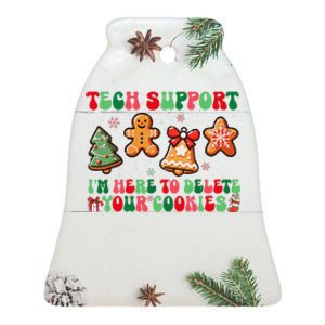 Funny Christmas Techsupport Here To Delete Cookies Xmas Ceramic Bell Ornament