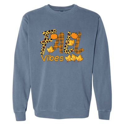 Funny Cute Thanksgiving Leopard Plaid Fall Vibe Autumn Garment-Dyed Sweatshirt