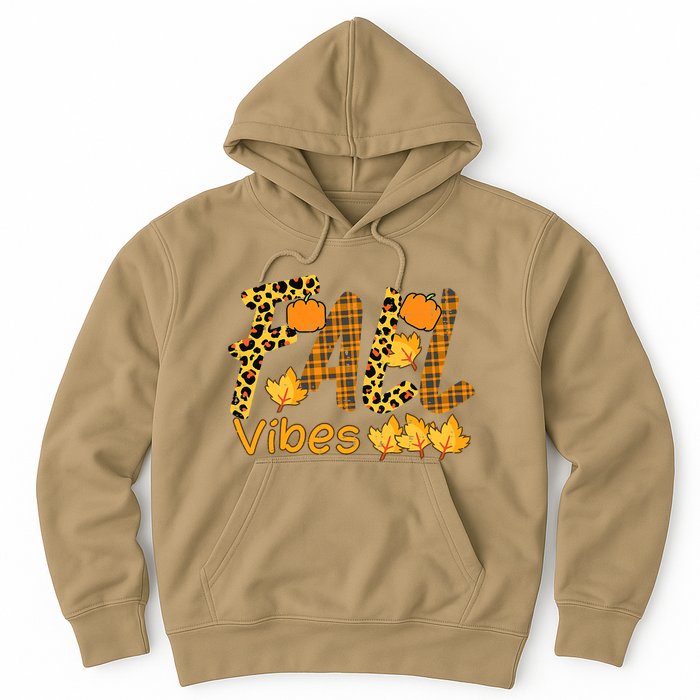 Funny Cute Thanksgiving Leopard Plaid Fall Vibe Autumn Hoodie