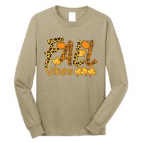 Funny Cute Thanksgiving Leopard Plaid Fall Vibe Autumn Long Sleeve Shirt