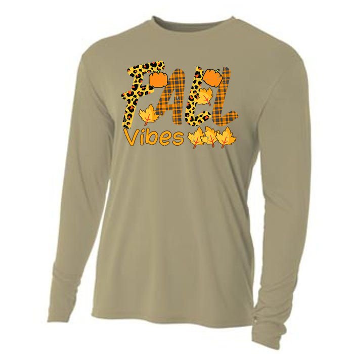 Funny Cute Thanksgiving Leopard Plaid Fall Vibe Autumn Cooling Performance Long Sleeve Crew