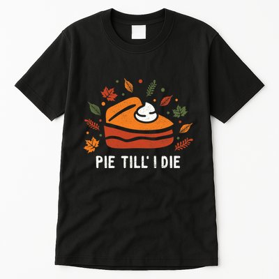 Funny Cute Thanksgiving Pumpkin Pie Autumn Leaves Tall T-Shirt
