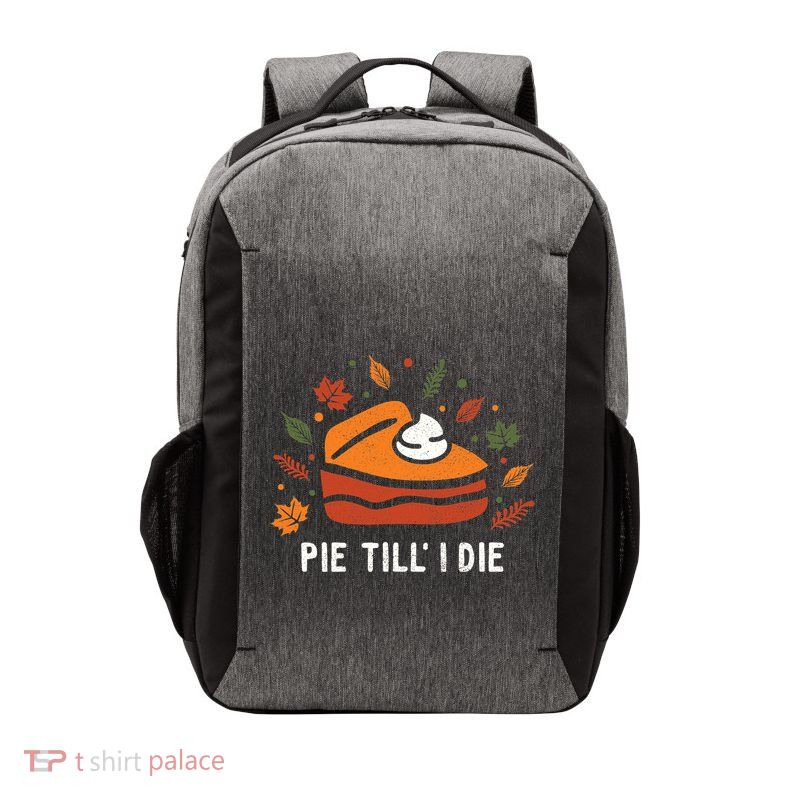 Funny Cute Thanksgiving Pumpkin Pie Autumn Leaves Vector Backpack