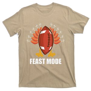 Funny Cute Thanksgiving Feast Mode Turkey Football T-Shirt