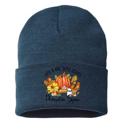 Funny Cute Thanksgiving Pumpkin Spice Autumn Lover Girls Sustainable Knit Beanie