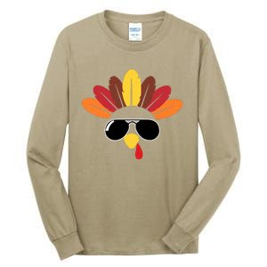 Funny Cute Turkey Pilgrim Costume For Boys & Girls Thanksgiving Tall Long Sleeve T-Shirt