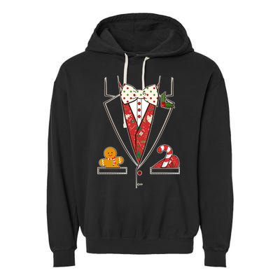 Funny Christmas Tuxedo Costume Garment-Dyed Fleece Hoodie