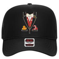 Funny Christmas Tuxedo Costume High Crown Mesh Back Trucker Hat