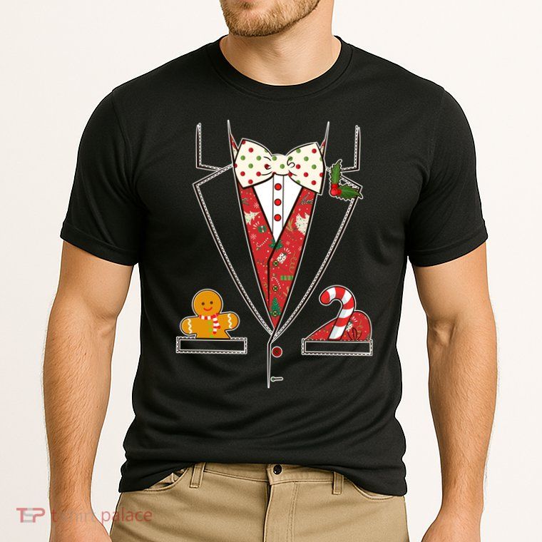 Funny Christmas Tuxedo Costume Performance Shirt