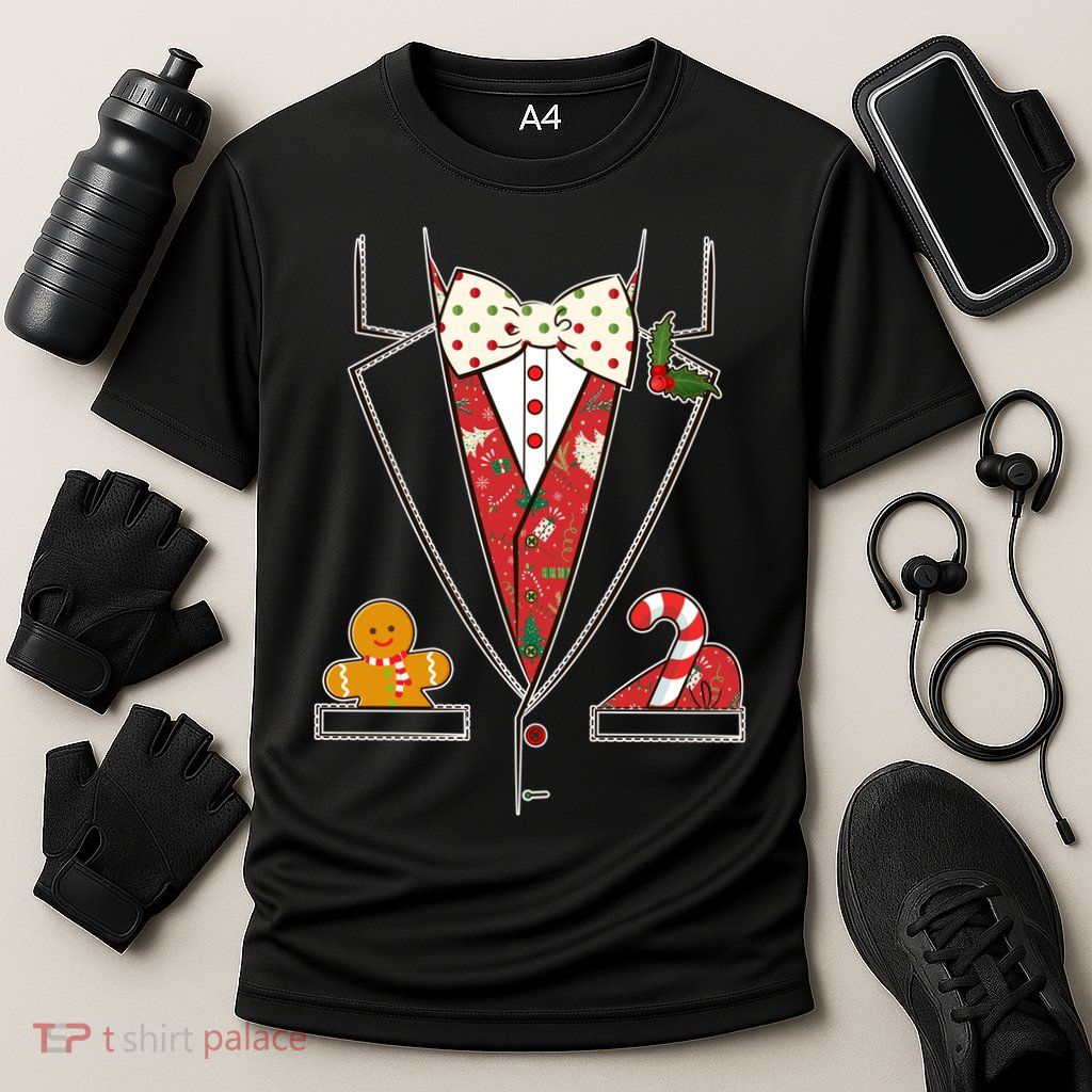 Funny Christmas Tuxedo Costume Performance Shirt
