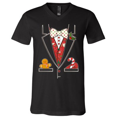 Funny Christmas Tuxedo Costume V-Neck T-Shirt