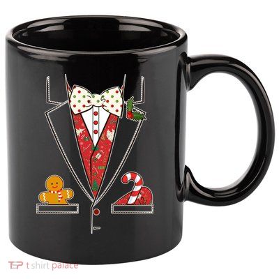 Funny Christmas Tuxedo Costume 11oz C Handle Ceramic Mug