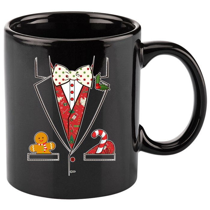 Funny Christmas Tuxedo Costume 11oz C Handle Ceramic Mug
