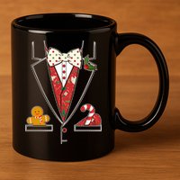 Funny Christmas Tuxedo Costume 11oz C Handle Ceramic Mug