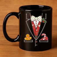 Funny Christmas Tuxedo Costume 11oz C Handle Ceramic Mug