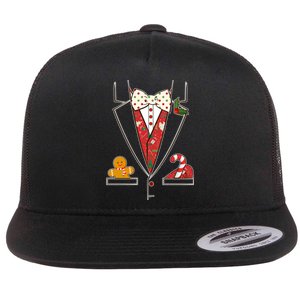 Funny Christmas Tuxedo Costume Flat Bill Trucker Hat