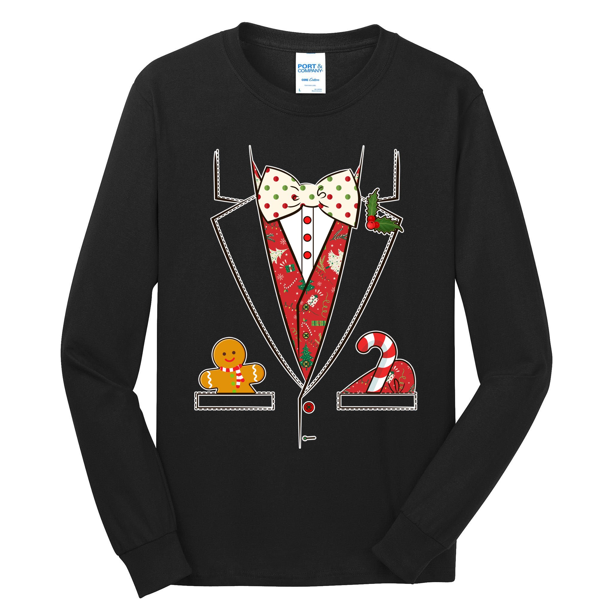 Funny Christmas Tuxedo Costume Tall Long Sleeve T-Shirt
