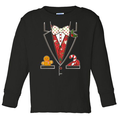 Funny Christmas Tuxedo Costume Toddler Long Sleeve Shirt