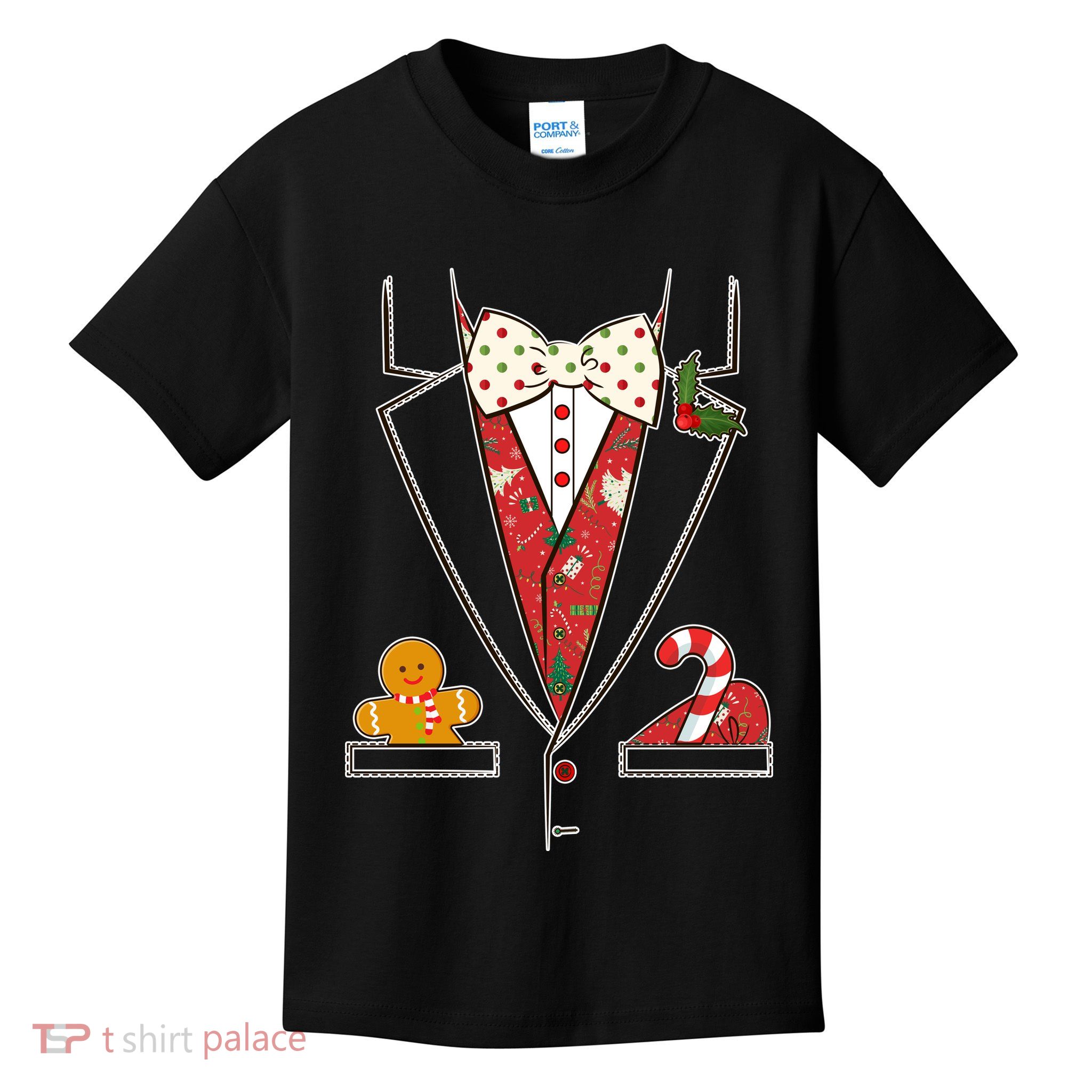 Funny Christmas Tuxedo Costume Kids T-Shirt