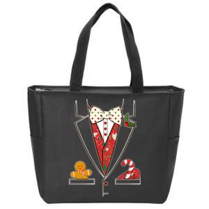 Funny Christmas Tuxedo Costume Zip Tote Bag