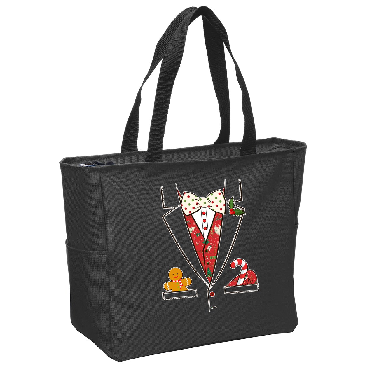 Funny Christmas Tuxedo Costume Zip Tote Bag