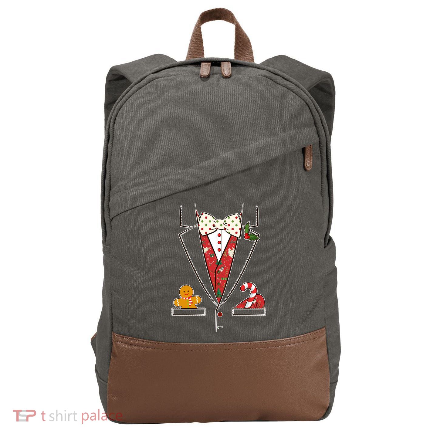 Funny Christmas Tuxedo Costume Cotton Canvas Backpack
