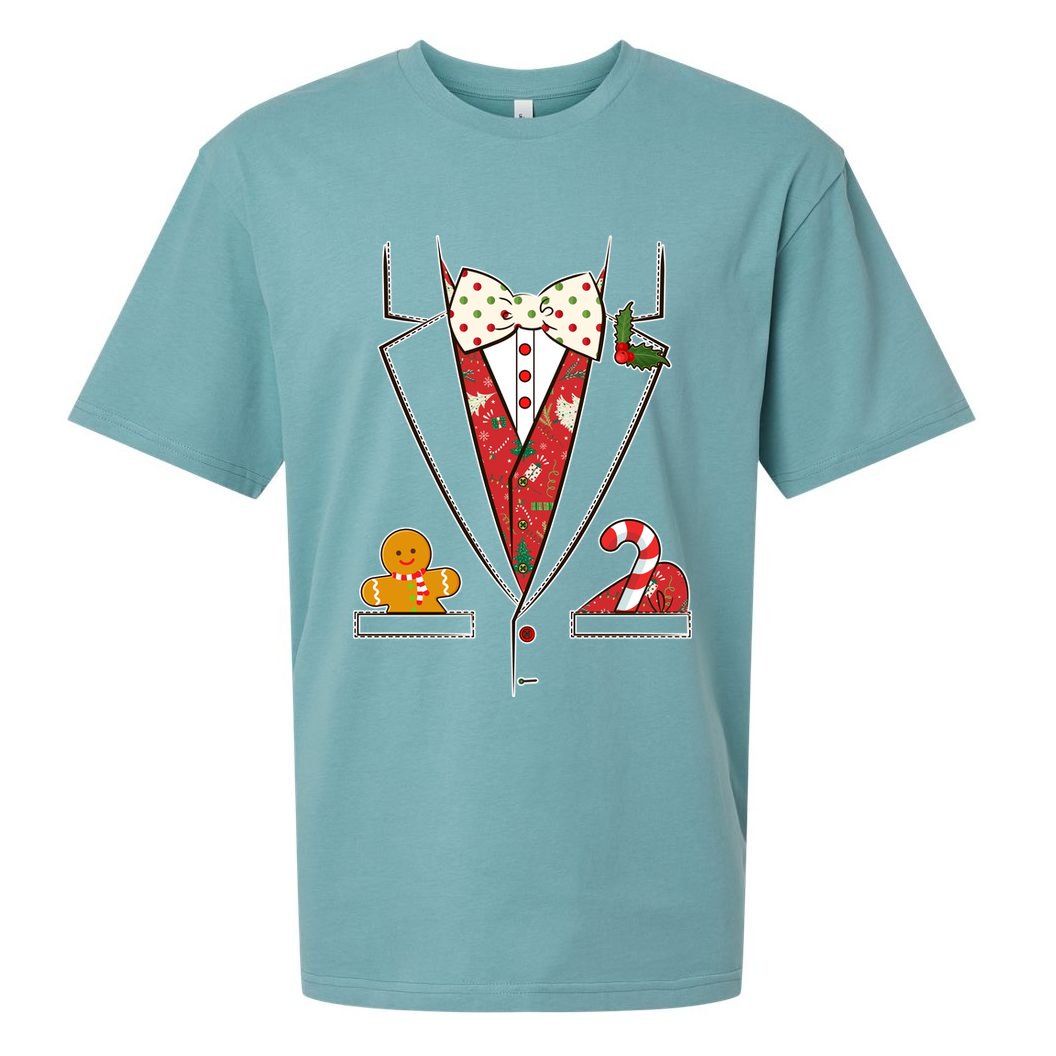Funny Christmas Tuxedo Costume Sueded Cloud Jersey T-Shirt
