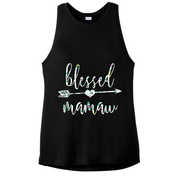 Flowers Cute Tropical Blessed Mamaw Meaningful Gift Ladies PosiCharge Tri-Blend Wicking Tank