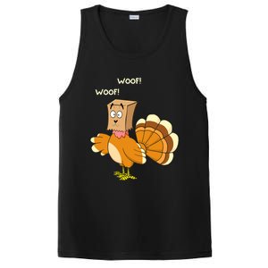 Funny Cute Thanksgiving Turkey Fake Dog WOOF Happy Thanksgiving PosiCharge Competitor Tank