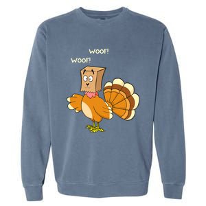 Funny Cute Thanksgiving Turkey Fake Dog WOOF Happy Thanksgiving Garment-Dyed Sweatshirt