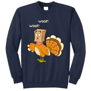 Funny Cute Thanksgiving Turkey Fake Dog WOOF Happy Thanksgiving Sweatshirt