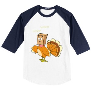 Funny Cute Thanksgiving Turkey Fake Dog WOOF Happy Thanksgiving Baseball Sleeve Shirt