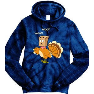 Funny Cute Thanksgiving Turkey Fake Dog WOOF Happy Thanksgiving Tie Dye Hoodie