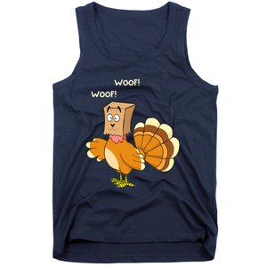 Funny Cute Thanksgiving Turkey Fake Dog WOOF Happy Thanksgiving Tank Top