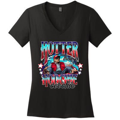 Funny Cute Trump Hotter Than A Hoochie Coochie Women's V-Neck T-Shirt