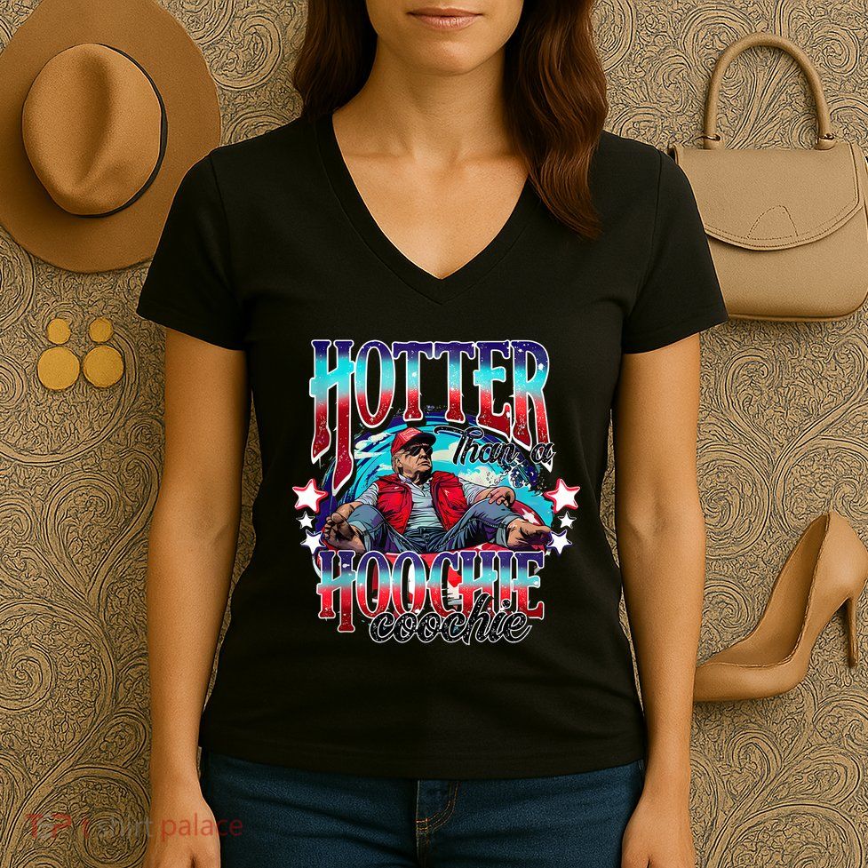 Funny Cute Trump Hotter Than A Hoochie Coochie Women's V-Neck T-Shirt
