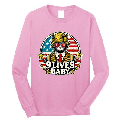 Funny Cat Trump 9 Lives Baby Long Sleeve Shirt