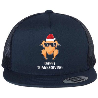 Funny Cute Thanksgiving Turkey Glasses Flat Bill Trucker Hat