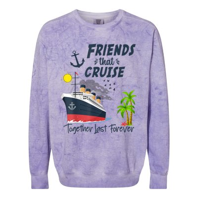 Friends Cruise Together 2024 Vacation Colorblast Crewneck Sweatshirt