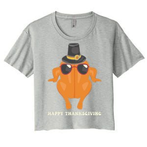 Funny Cute Thanksgiving For Friends Turkey Women's Crop Top Tee