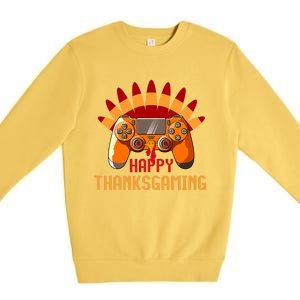 Funny Cute Thanksgiving Gamer Turkey Gaming Controller Boys Premium Crewneck Sweatshirt